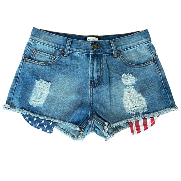 Fifty Street Pants - Fifty Street Womens Denim Shorts Patriotic Stars And Stripes 4th of July ￼large